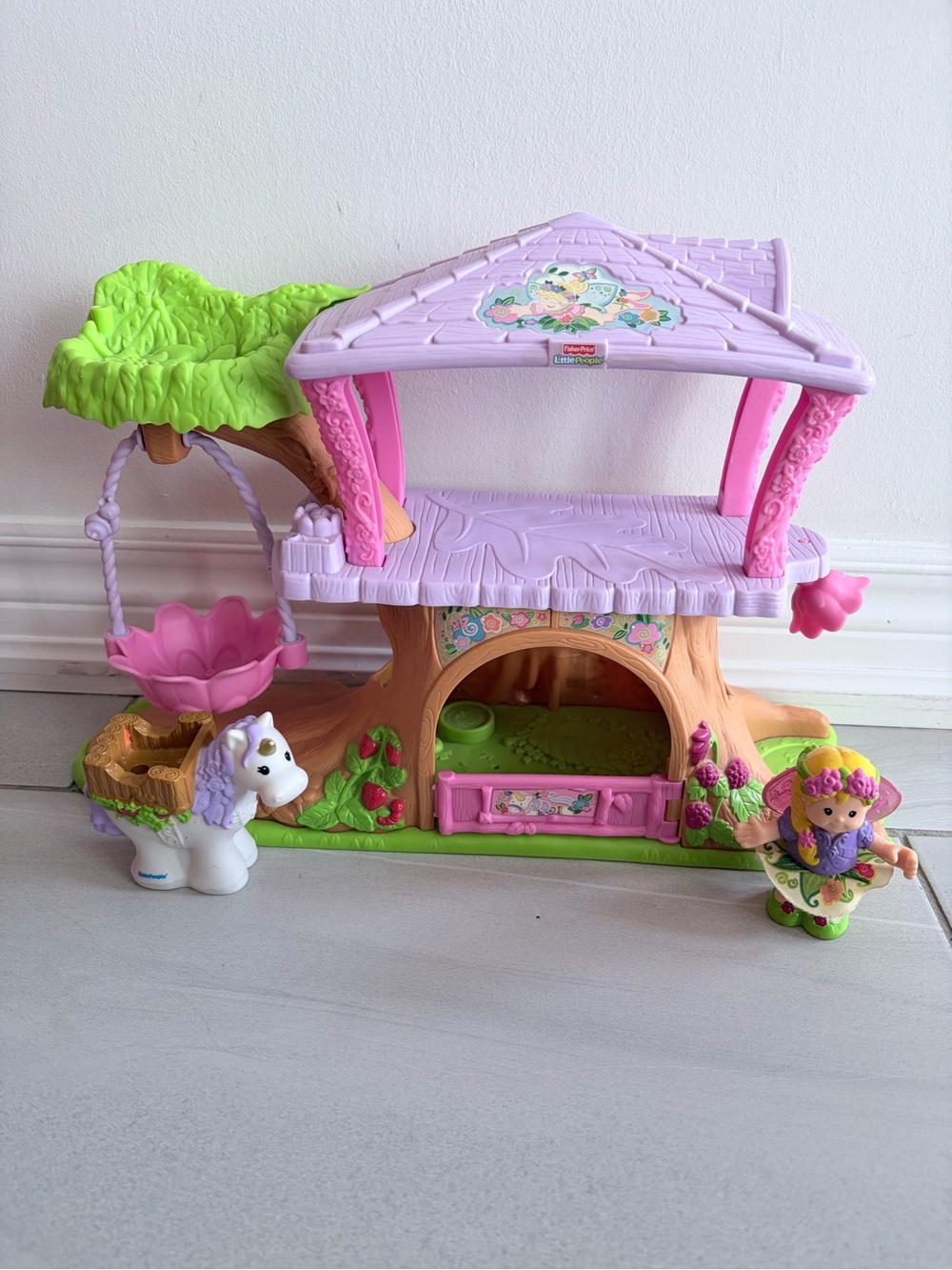 Fisher-Price Pink and Purple Fantasy Treehouse Playset with Green Accents